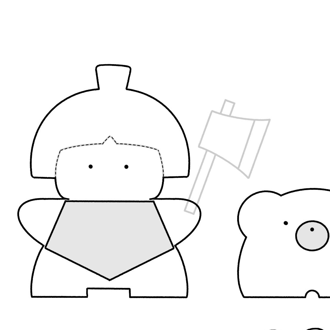 デジタル商品:ウサギとクマと金太郎図面