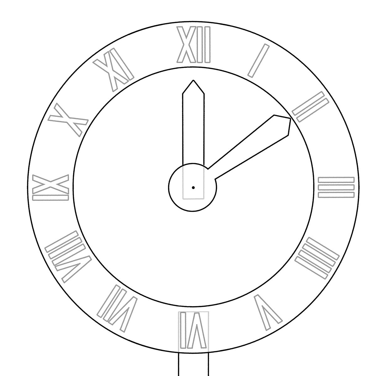 デジタル商品:ローマ数字の時計図面